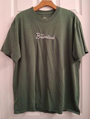 Nike Basketball Embroidered T Shirt Green Large